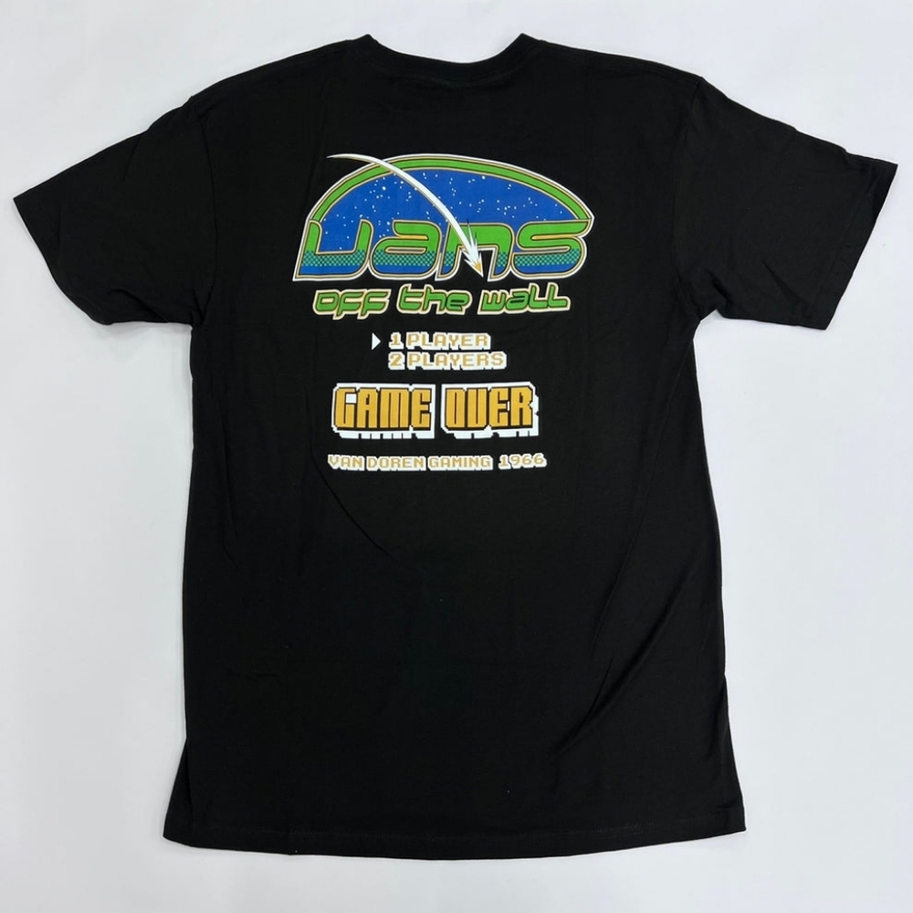 Vans Black Tee with Retro Green and Blue Graphic, Mens Large 100% Cotton